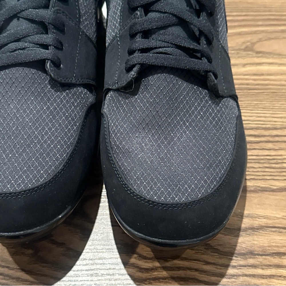 Size 14 Air Jordan 1 Retro MCS Suede Baseball Cleats Triple Black AV5354-002 - Picture 8 of 13